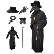 Halloween Plague Doctor Costume - Black Beaked Mask Punk Style