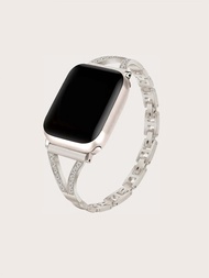 1入組三角形形狀水鑽鑲嵌不銹鋼鏈條星光顏色錶帶,Apple Watch錶帶45/49/38/40/41/42/44mm,適用於Apple WatchUltra/SE8/7/6/5/4/3/2/1