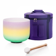 Hey-eun 8inch Rainbow Color Quartz Crystal Singing Bowl 440hz/432hz/528hz with Free Rubber Mallet an