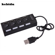 4 Port USB 2.0 Hub Splitter External Multi LED Switch Cable PC Notebook Computer