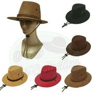 Imported Suede Cowboy Fedora Hat with Short Brim Mining Ribbon