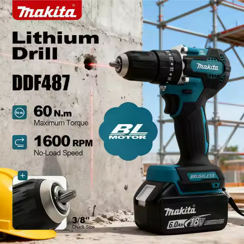 Makita DDF487 18V Cordless Driver Drill, Rechargeable Power Tool,Brushless Electric Impact Screwdriv