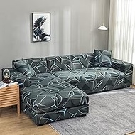 Sofa Cover L Shape,2 Piece High Stretch Sofa Slipcover Elastic Spandex Furniture Protector for Sectional Couch with 2pcs Pillowcases-G-2+3 Seater