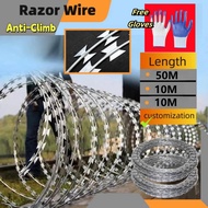 HOT Razor Barbed Wire 450mm 700mm 10 Meter Roll Type/Lurus Barbed Wire/ Kawat Razor/ Razor Jenis Lur