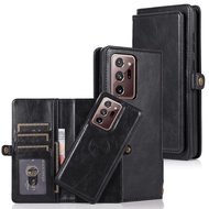 Wallet Case For Samsung Galaxy Note 20 / Note 20 Ultra PU Leather Separable Magnetic Detachable Stan