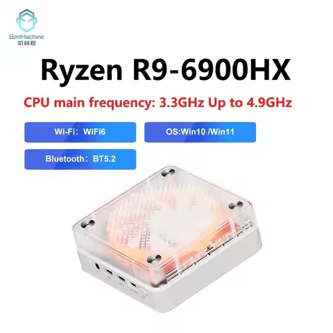 Genmachine 6600H 6800H 6900HX Mini PC Windows 11 Ryzen WiFi 6 Gaming PC DDR5 4800Mhz 32G/64GRAM 512G