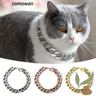 COMOWAN Chain Dog Collar, Cat Dog Gold Necklace Adjustable Pet Necklace, Fashion Chain Collar Gold C