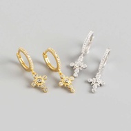 Y H E 0 1 9 2 S Sterling Silver I N Luxury Diamond Design Cross Ear Buckle