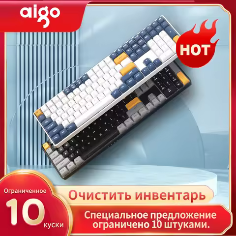 Aigo A108 Gaming Mechanical Keyboard 2.4G Wireless USB Type-c Wired Yellow Switch 110 Key Hot Swap R