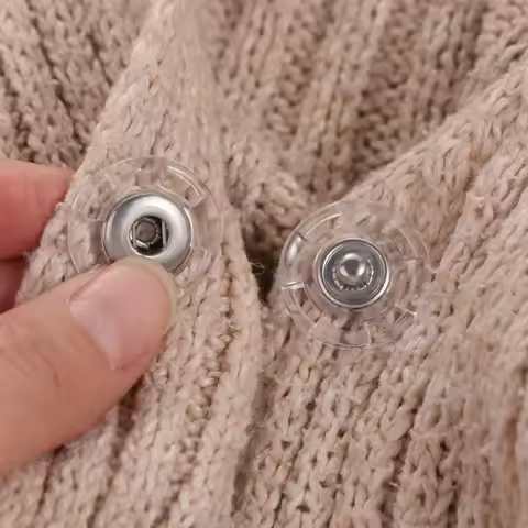 5pairs Plastic Transparent Hidden Button Wool Coat Round Snap Button Cardigan Coat Anti-exposure But