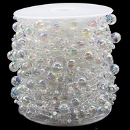 99 Feet Christmas Tree Beads Beaded Garland Strand 3-8mm Artificial Pearls String Beads Chain for DI