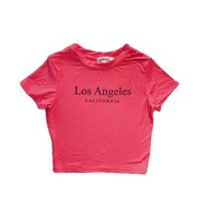 เสื้อครอป Los Angeles ผ้าเรยอน ใส่สบาย ลายเรียบๆ แต่ดูดี