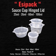 Thinwall Hinged Lid Plastic Sauce Cup, Sambal & Sauce Container 25ml-35ml-60ml-100ml (50pcs)
