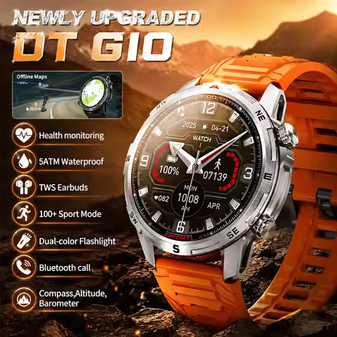 DT G10 GPS Smart Watch Sport Mode Compass Offline Maps LED Flashlight 5ATM Waterproof Bluetooth Call