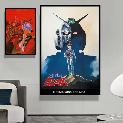 Gundam UC 0079 Frameless Canvas Print Amuro RX-78 Poster Merchandise - Decorative Wall Art for Bedro