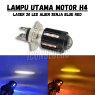 Iconblue88 MOTORCYCLE HEAD LIGHT H4 LASER 30 LED ALIEN H4 LED LASER 2 COLOR HI / LOO 20 WATT | H4 LE