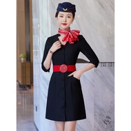 Mid-Sleeved Airline Staff Uniform - Formal Wear for Flight Attendants