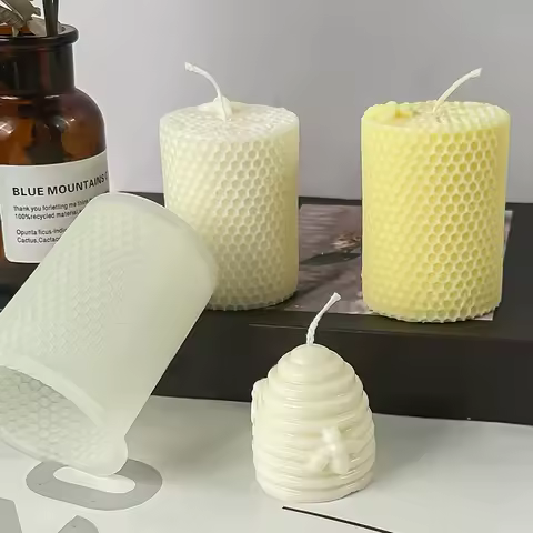 3D Honeycomb Candle Silicone Molds Cylindrical Square Candle Making Supplies Bee Hive Beeswax Aromat