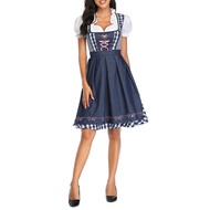 Womens Plaid Oktoberfest Costume German Dirndl Dress Traditional Bavarian Outfits for Halloween Fest