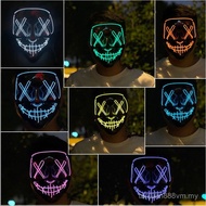 Halloween Props Ready Stock Grimace Cross-Border LED Luminous Mask ELV Word Horror Atmosphere Fluore