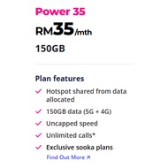 YES 5G Power 35 - Rm1 Add on - 999GB Data 5G & 4G  (Including Hotspot)