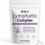 6-in-1 Lymphatic Complex Capsules, Lymphatic Drainage Supplements, with Burdock, Dandelion, Kelp Cle