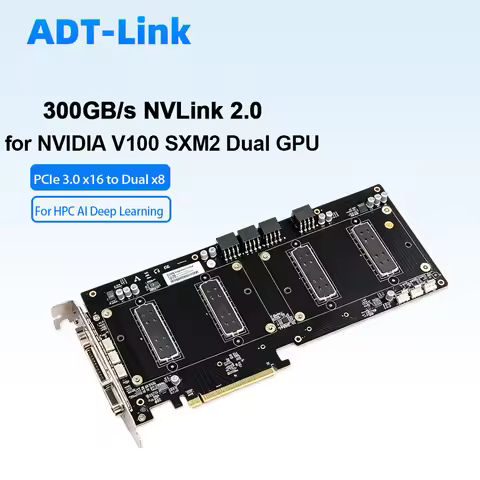 For NVIDIA V100 SXM2 Dual GPU PCIe 3.0 X16 To 2x X8 Splitter Card 300GB/s NVLink 2.0 6-Lane Breakout