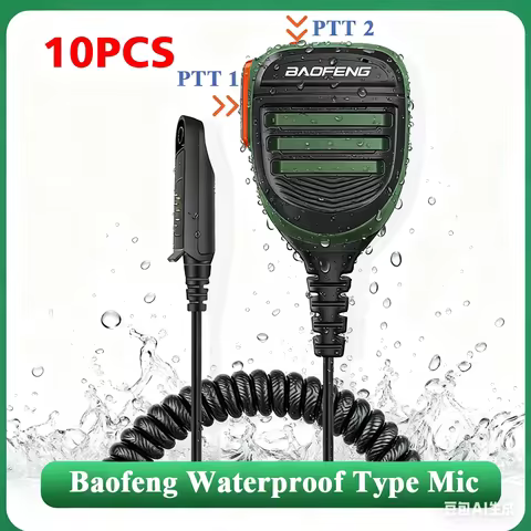 Baofeng Microphone Wholesale UV-68 Pro Max V2 Walkie Talkie Waterproof PTT Speaker Mic for UV-9R Pro