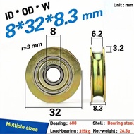 2pc 8x32x8.3mm 636 groove metal rust proof U-shaped wire rope guide pulley suspension wheel 608zz be