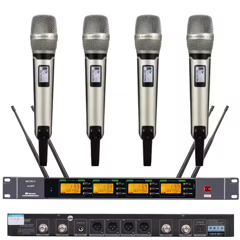 MiCWL 4 SKM9000 Handheld EW-D Wireless Microphone System 4 Hand Stage DJ Karaoke Singing LED Receive