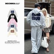 Hoodie Zip Boxy Form Double-faced Fleece Embroidered INSOMNIA CLUB - HD010