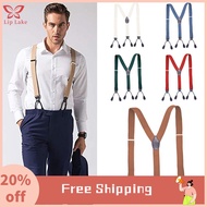 LIP LAKE ชายหญิง เครื่องหนังแท้ วินเทจ ปลายปุ่มตัดแต่ง สายรัดกางเกง คลิปสายปรับได้ สายรัดยืดหยุ่น สา