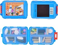 San Francisco City Fridge Magnet by Pillzar, Pill Box with 10 Compartments, Vitamin, Pill Organizer,