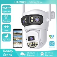 Hamrol 15MP Three Lens Three Screen 5G&2.4HZ PTZ WiFi IP Camera Motion Detection Wireless CCTV O-KAM
