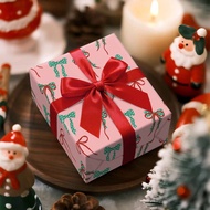 1 Roll + 43cm*500 Cm (17 Inches *16.4 Feet) + Christmas Bow Series Wrapping Paper + Pink Bow All-Ove