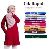 🎀Cik Ropol Baju Tshirt Cotton Muslimah Labuh  | Berpoket |A Cutting | Long Sleeve | 🎀 HAZEL TD