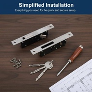 【CBMY 】  Sliding Door Hook Lo Heavy Duty Aluminum Window Security Lo with Keys for Wood Gate Outdoor