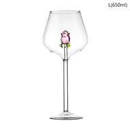 ☺Admirable☻ 1Rose Cocktail Glass Creative 3D Pink Glass Rose Built-in Wine Glass Goblet Champagne Ho