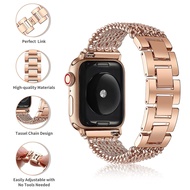 [HOT JUXXKWIHGWH 514] ชุดสร้อยข้อมือสำหรับ Apple Watch Band 41มม. 40มม. 38มม. 45มม. 44มม. 42มม. 38มม. สายนาฬิกาโลหะสร้อยข้อมือ IWatch Serie 3 4 5 6 Se 7สาย