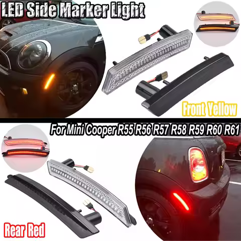 Front Yellow/Rear Red LED Side Marker Light Kit For MINI Cooper R55 R56 R57 R58 R59 R60 2007-2013/14