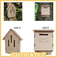 [Cuticate2] Wooden Bat House Bats Nesting Box Decoration Wooden Bats Nest Weatherproof Stable Wall H