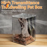 YRBWBW 1Pcs Reptile Feeding Box, High Transparent Acrylic Ecological Desert Landscaping Box,  Breath