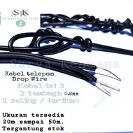 50meter FULL TANPA SAMBUNGAN KABEL TELEPON / KABEL OUTDOOR / KABEL TLPN / KABEL DROP WIRE / KABEL TE