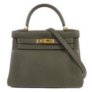 HERMES Togo皮革Kelly 28金扣手挽肩背兩用袋C6 Vert de Gris