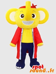 Kashiwa-chan mascot. Mascot yellow and blue elephant - JAPANESE SPOTSOUND MASCOT