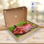 หงส์ไทย กล่องไดคัท กล่องใส่หมูหัน กล่องใส่ขนม ขนาด 56 x 40 x 8 cm.มีรูระบายอากาศ  สีน้ำตาลธรรมชาติ แ