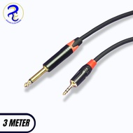 6.5 mm to 3.5 mm jack converter cable, 3 METER bass keyboard guitar cable - silver, 1 METER