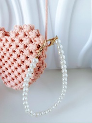 手工編織Macramé心形單肩袋手機包包 編織包包