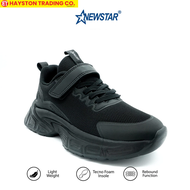 NewStar W726B Black School Shoes Lightweight Velcro Strap Kasut Hitam Sekolah Ringan