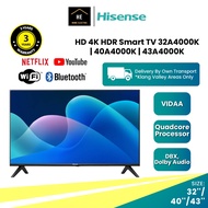 **𝗙𝗥𝗘𝗘 𝗦𝗛𝗜𝗣𝗣𝗜𝗡𝗚 𝗞𝗹𝗮𝗻𝗴 𝗩𝗮𝗹𝗹𝗲𝘆** Hisense TV 32''/40''/43'' Inch UHD 4K HDR Smart TV | 32A4000K | 40A4000K | 43A4000K   电视机